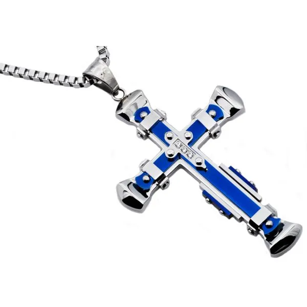 Men's Blue Stainless Steel Cross Pendant similar item image