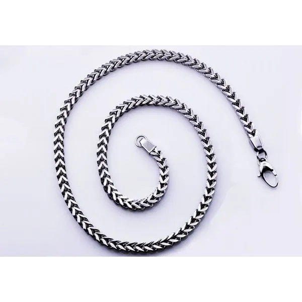 Men's 8 mm Stainless Steel Franco Link Chain Necklace Image 2 SVS Fine Jewelry Oceanside, NY