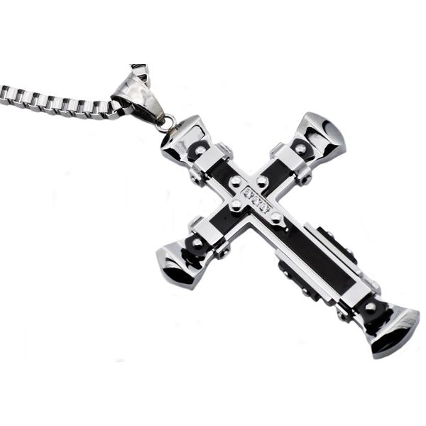 Men's Black Stainless Steel Cross Pendant SVS Fine Jewelry Oceanside, NY