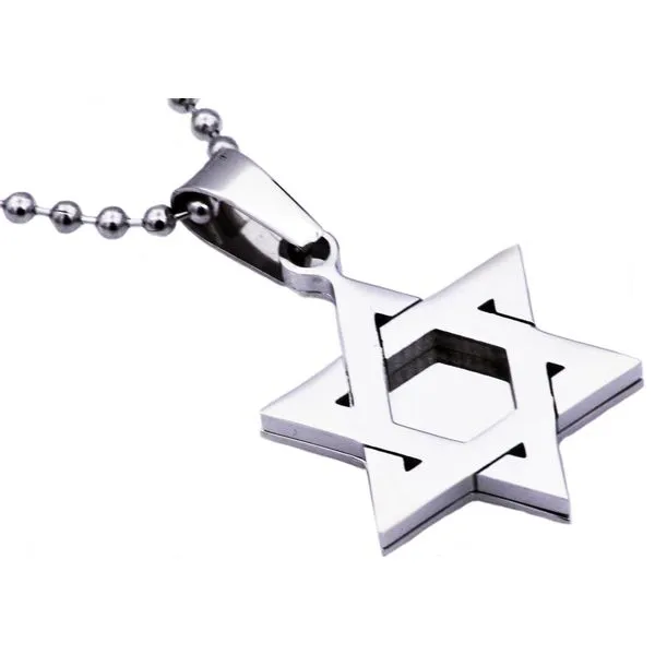 Men's High Polish Stainless Steel Star Of David Pendant SVS Fine Jewelry Oceanside, NY