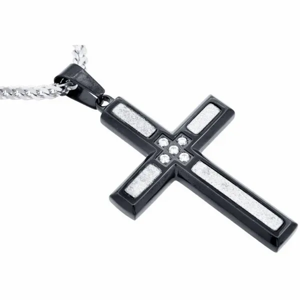 Men's Sandblasted Black Stainless Steel Cross Pendant SVS Fine Jewelry Oceanside, NY