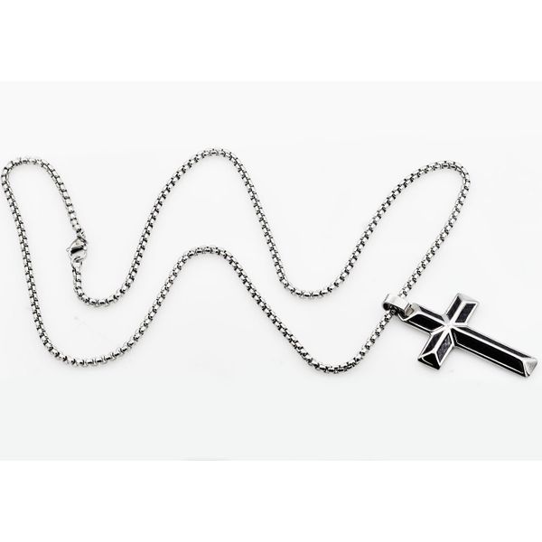 Men's Men's Carbon Fiber Stainless Steel Cross Pendant Image 2 SVS Fine Jewelry Oceanside, NY