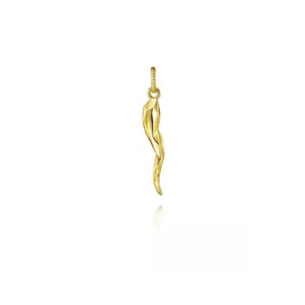 Gabriel Facets Yellow Gold Italian Horn Pendant SVS Fine Jewelry Oceanside, NY