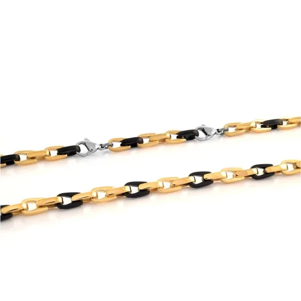 Men's Gold & Black IP Steel Cylinder Chain Image 2 SVS Fine Jewelry Oceanside, NY