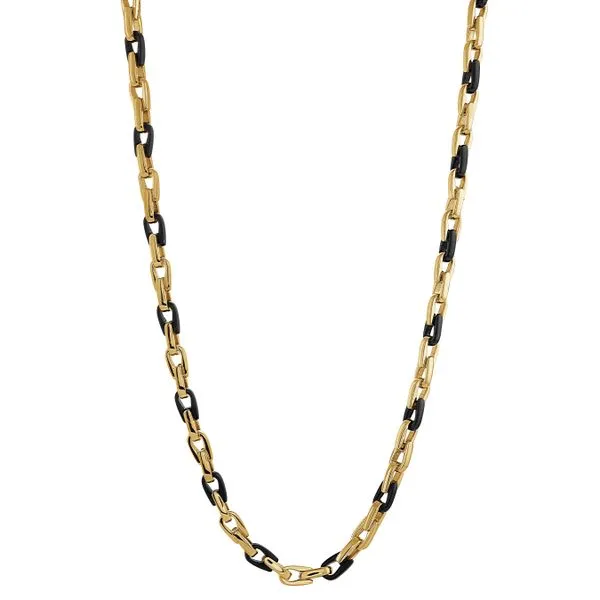 Men's Gold & Black IP Steel Cylinder Chain SVS Fine Jewelry Oceanside, NY