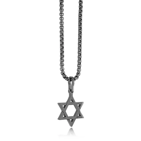 Men's Gun IP Steel Star Of David Pendant SVS Fine Jewelry Oceanside, NY