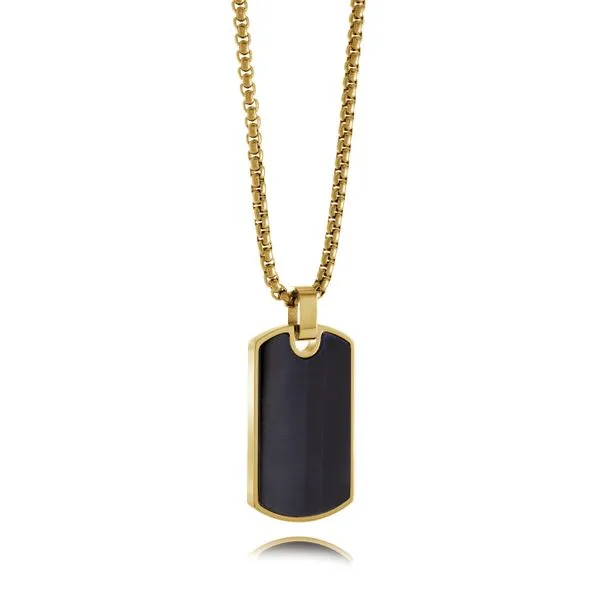 Men's Gold IP Steel Dogtag Necklace SVS Fine Jewelry Oceanside, NY
