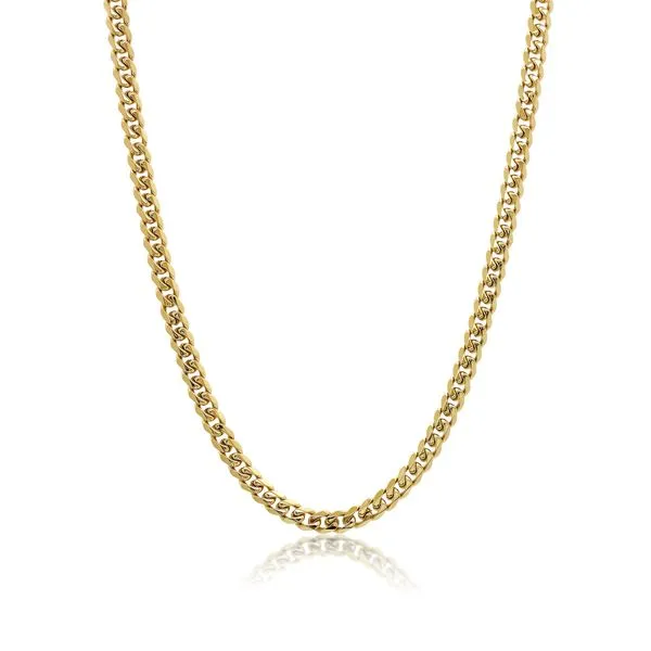 Men's Gold IP Steel Polished Curb Link Chain SVS Fine Jewelry Oceanside, NY