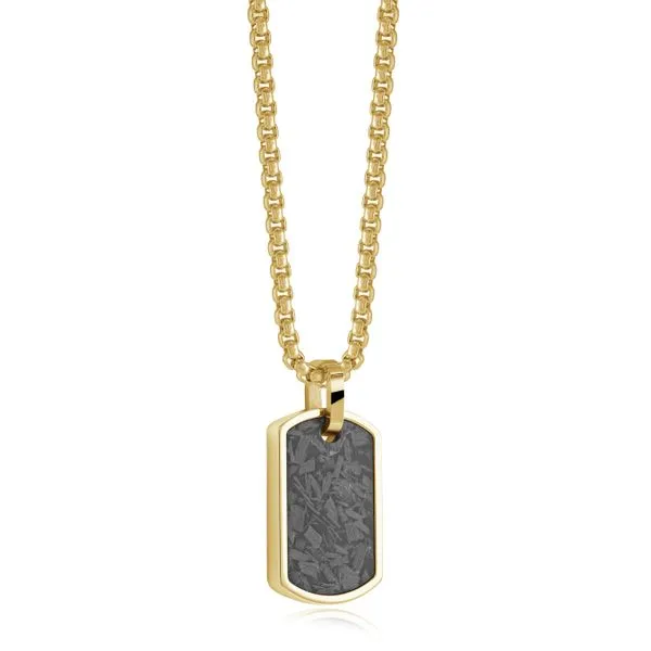 Mens Gold IP Steel Dogtag Necklace, 22\
