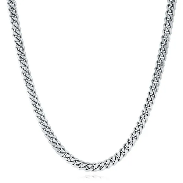 Mens Stainless Steel Polished Curb Link Necklace