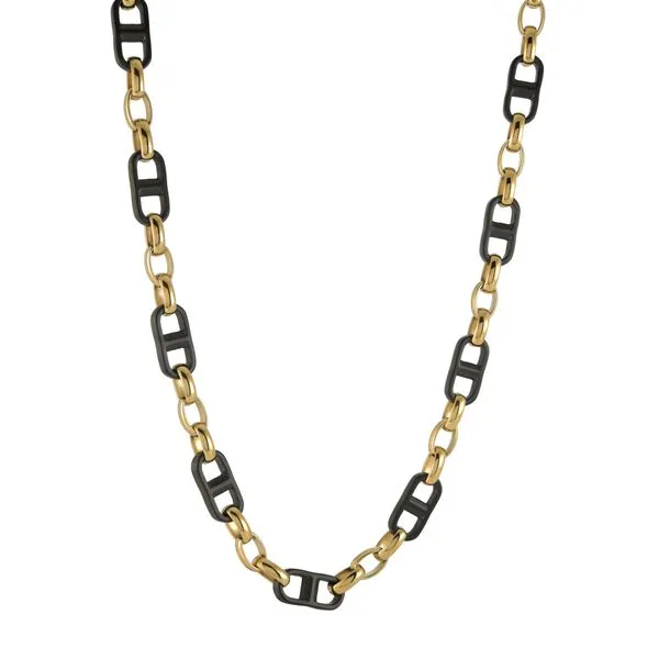 Men's Gold & Black IP Steel 7 mm Mariner Chain SVS Fine Jewelry Oceanside, NY