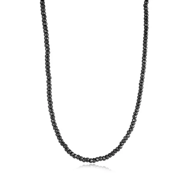 Men's Black IP Steel & Spinel Bead Necklace SVS Fine Jewelry Oceanside, NY