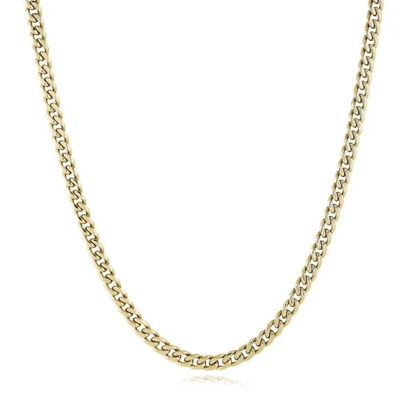 Men's Gold IP Steel Polished 4.6 mm Curb Chain SVS Fine Jewelry Oceanside, NY