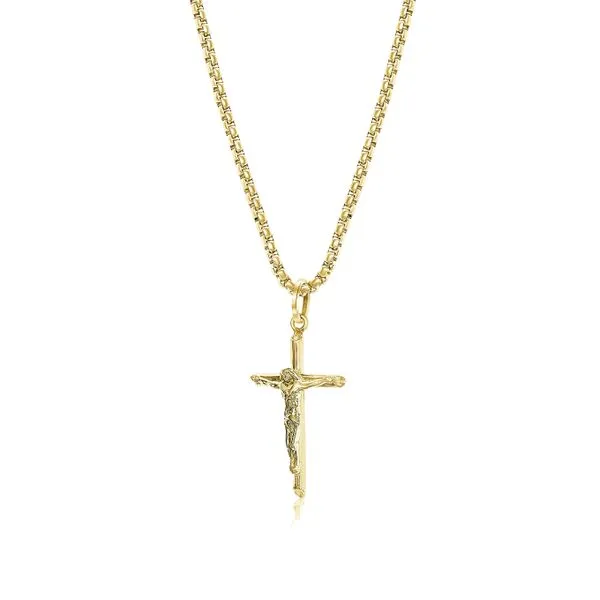 Mens Gold IP Steel Crucifix, 22\