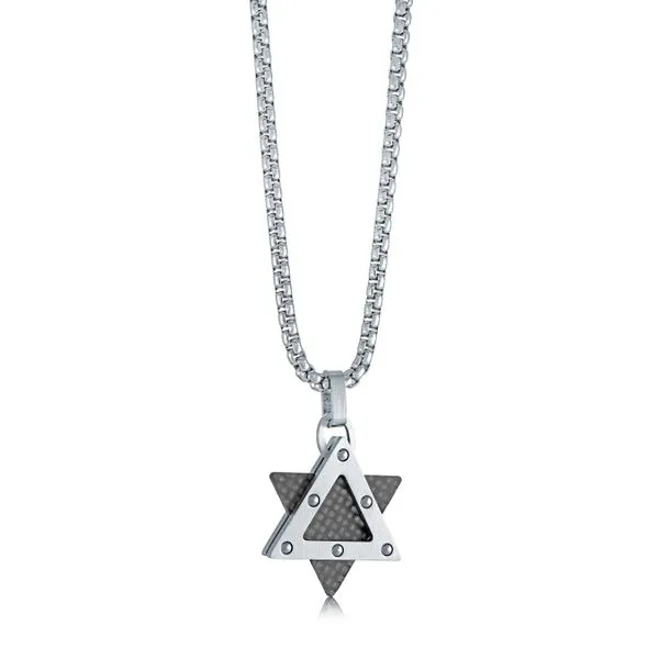 Mens Stainless Steel Star Of David Necklace
