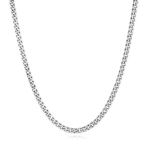 Mens Stainless Steel Polished Curb Link Chain 4.6mm