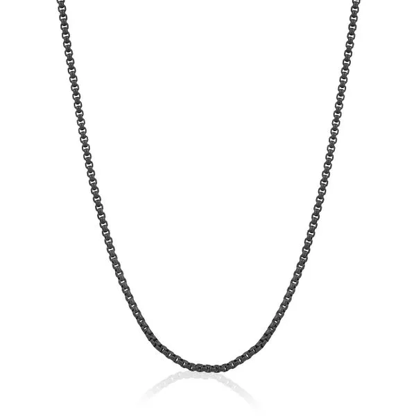 Men's Black IP Steel Matte Round Box Chain SVS Fine Jewelry Oceanside, NY