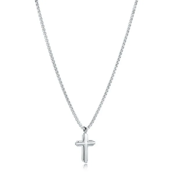 Men's Stainless Steel Cross-In-Cross Necklace SVS Fine Jewelry Oceanside, NY