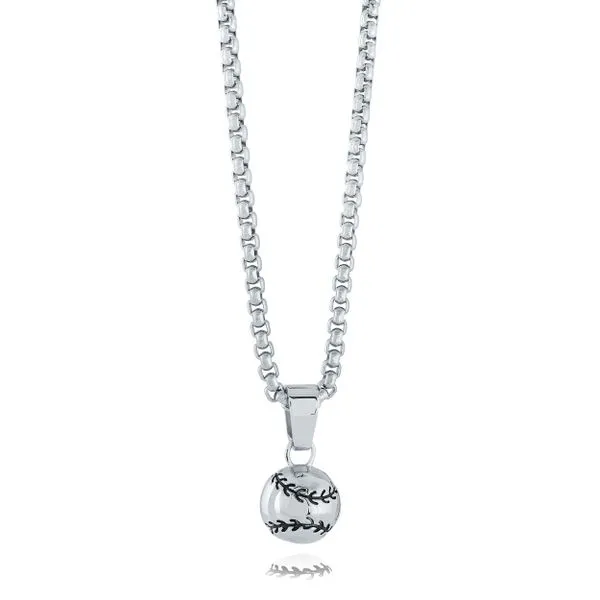 Mens Stainless Steel Baseball Necklace
