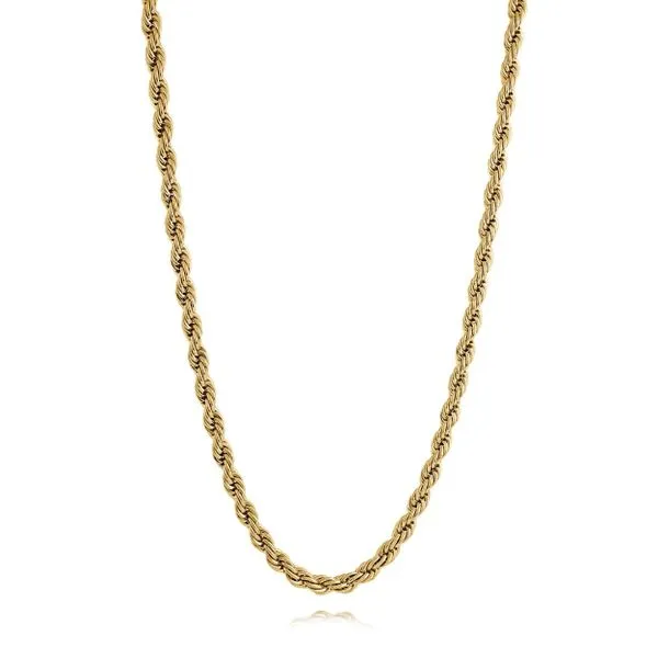 Mens Gold IP Steel 3 mm Rope Chain, 22\