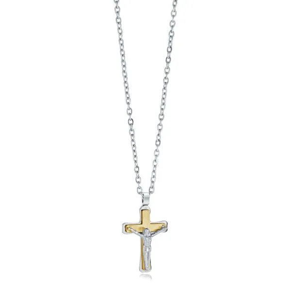 Men's Gold IP Steel Micro Crucifix, 16+2