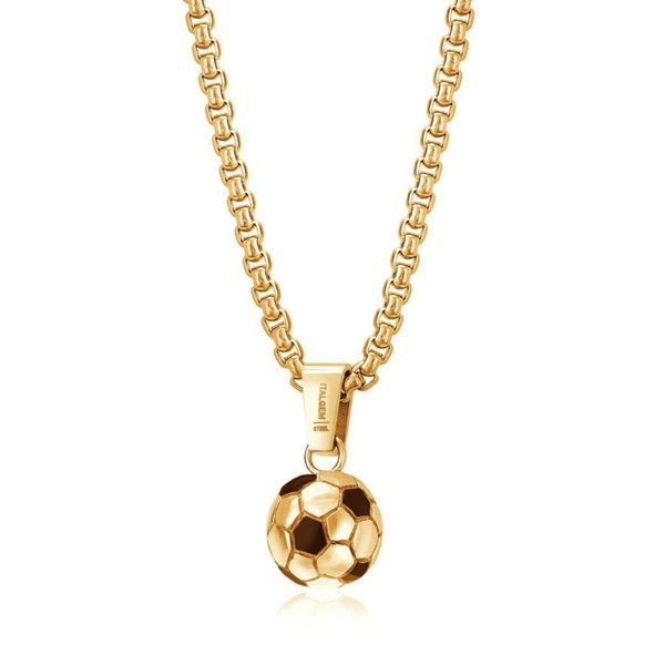 Men's Gold IP Steel Soccer Ball Necklace SVS Fine Jewelry Oceanside, NY