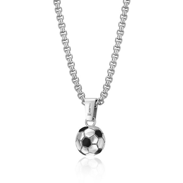 Men's Stainless Steel Soccer Ball Necklace SVS Fine Jewelry Oceanside, NY