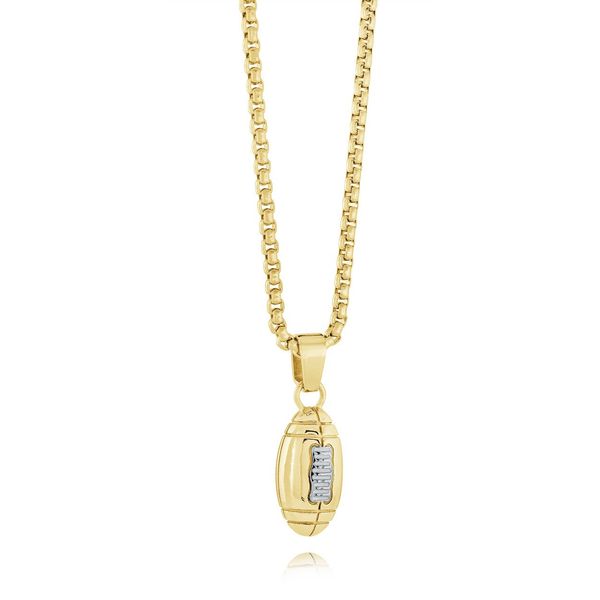 Men's Gold IP Steel Football Necklace SVS Fine Jewelry Oceanside, NY