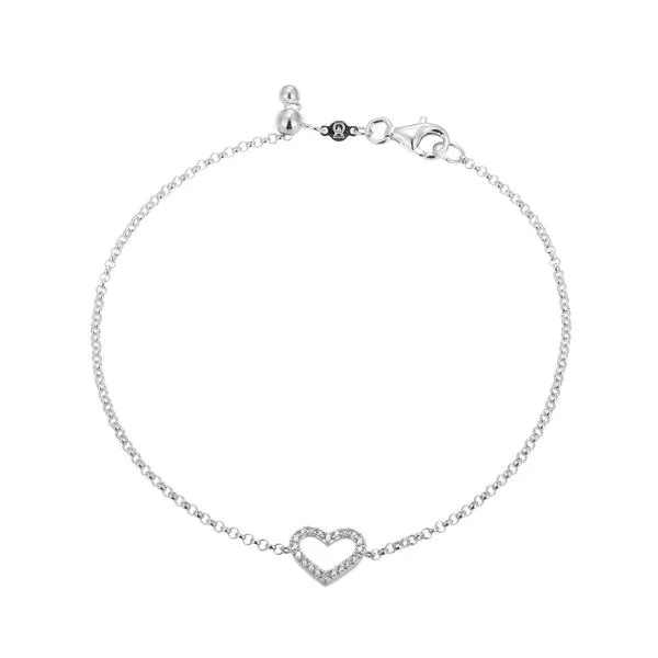 Rhodium Plated Sterling Silver Heart Bracelet SVS Fine Jewelry Oceanside, NY