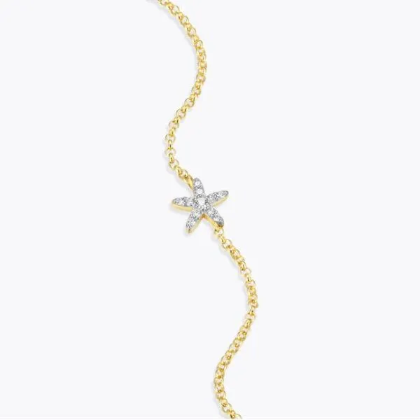 Lab Grown Diamond Yellow Gold Plated Starfish Bolo Bracelet, .10ctw Image 2 SVS Fine Jewelry Oceanside, NY