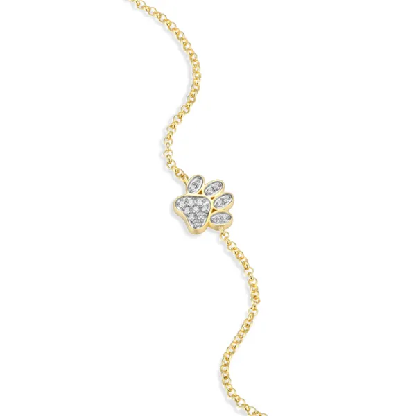 Lab Grown Diamond Yellow Gold Plated Paw Print Bolo Bracelet, .09ctw Image 4 SVS Fine Jewelry Oceanside, NY
