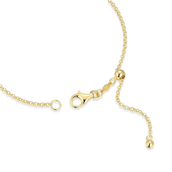Lab Grown Diamond Yellow Gold Plated Heart Bolo Bracelet Image 3 SVS Fine Jewelry Oceanside, NY