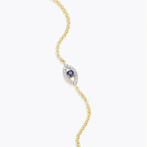 Lab Grown Diamond Yellow Gold Plated Evil Eye Bolo Bracelet