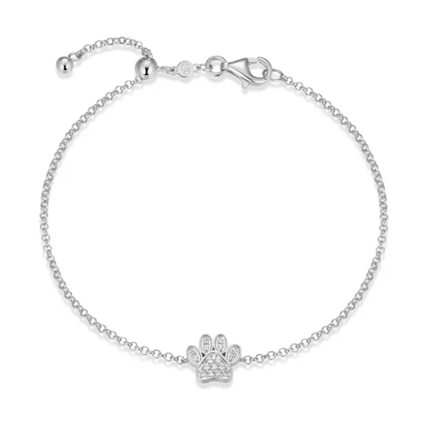 Lab Grown Diamond Paw Print Bolo Bracelet, .09ctw