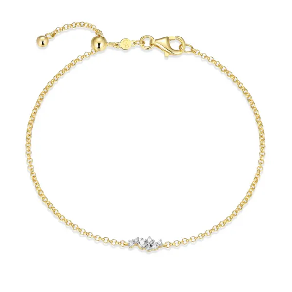 Lab Grown Diamond Yellow Gold Plated Bolo Bracelet, .09ctw