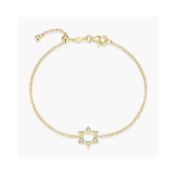 Yellow Gold Plated Sterling Silver Star Of David Bracelet SVS Fine Jewelry Oceanside, NY