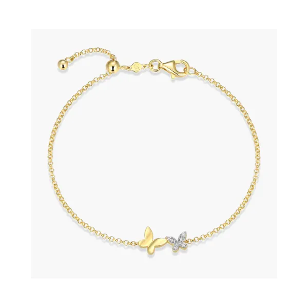 Yellow Gold Plated Sterling Silver Butterfly Bracelet SVS Fine Jewelry Oceanside, NY