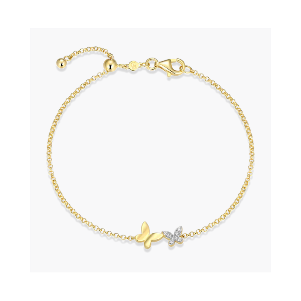 Yellow Gold Plated Sterling Silver Butterfly Bracelet SVS Fine Jewelry Oceanside, NY