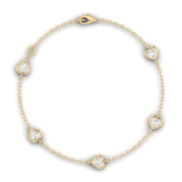 Yellow Gold Heart Lab Grown Diamond Bracelet Image 2 SVS Fine Jewelry Oceanside, NY