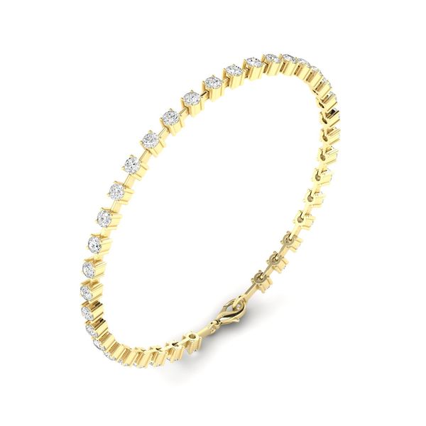 Yellow Gold Mini Lab Grown Diamond Tennis Bracelet Image 2 SVS Fine Jewelry Oceanside, NY