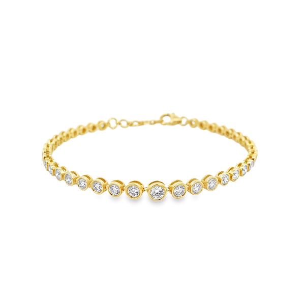 Everlee 14K Yellow Gold Graduated Lab Grown Diamond Bezel Bracelet, 2 ctw SVS Fine Jewelry Oceanside, NY