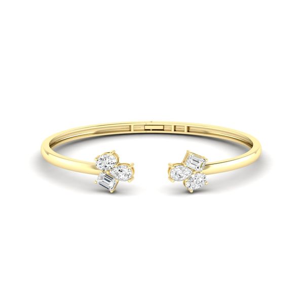 Yellow Gold Multi Shape Lab Grown Diamond Cuff SVS Fine Jewelry Oceanside, NY