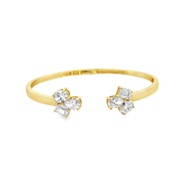 Everlee 14K Yellow Gold Multi Shape Lab Grown Diamond Cluster Cuff, 3 ctw SVS Fine Jewelry Oceanside, NY