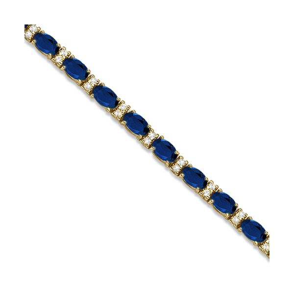 14K Yellow Gold, Sapphire, And Diamond Tennis Bracelet SVS Fine Jewelry Oceanside, NY