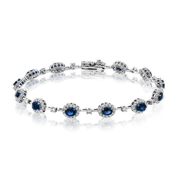 Simon G. 18K White Gold, Diamond, And Sapphire Bracelet SVS Fine Jewelry Oceanside, NY