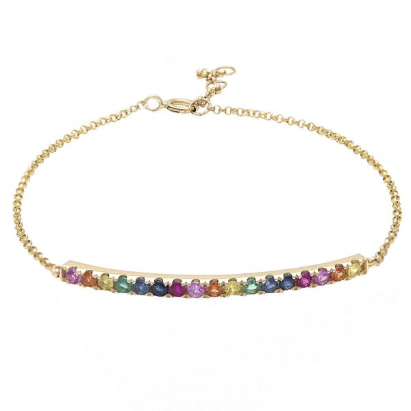 14K Yellow Gold, Emerald, Ruby, And Sapphire Bracelet SVS Fine Jewelry Oceanside, NY
