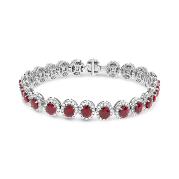 White Gold, Ruby, & Diamond Bracelet, 6.5