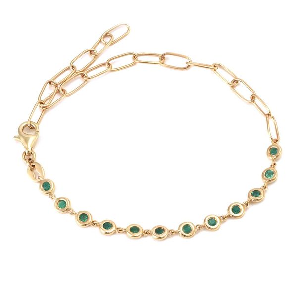 Yellow Gold & Emerald Bracelet, 0.35Cttw, 6+1