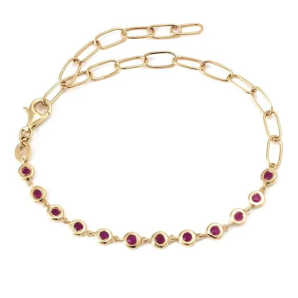 Yellow Gold & Ruby Bracelet, 0.40Cttw, 6+1