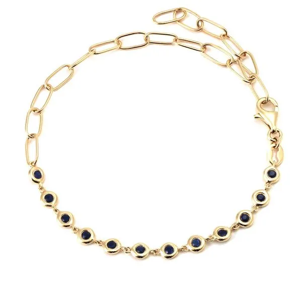 Yellow Gold & Sapphire Bracelet, 0.42Cttw, 6+1